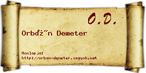 Orbán Demeter névjegykártya